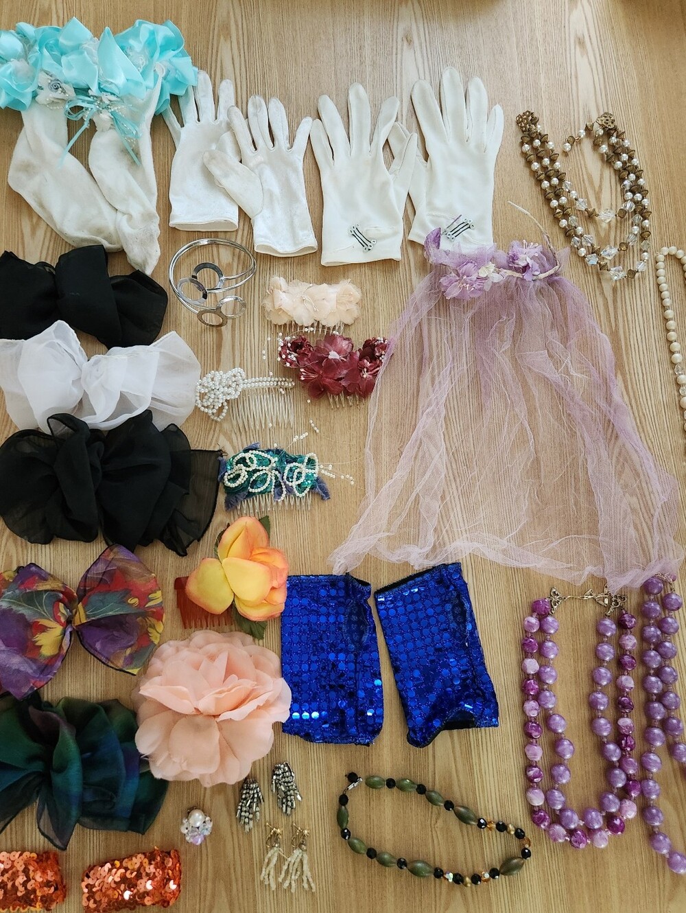 Lot Of Assorted Vintage Dress-Up Costume Jewelry And Accessories
